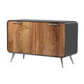 Moderne kast met houten deurtjes en metalen poten