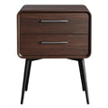 **Moderne Nachttkast met Twee Lades en Houten Afwerking**